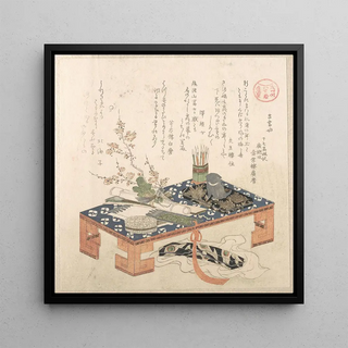 Bureau avec ensemble d'écriture et fleurs de prunier - Kubo Shunman