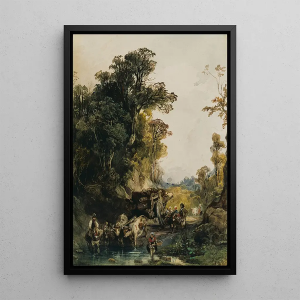Le chariot de bois - Camille Joseph Étienne Roqueplan — oprawiony obraz na ścianie