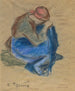 Kucająca się wiejska scena - Camille Pissarro — widok dzieła