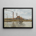 Fabryka Saint-Ouen-l'Aumône Powódź rzeki Oise - Camille Pissarro — oprawiony obraz na ścianie