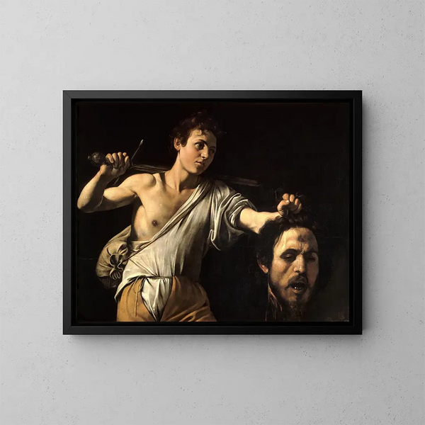 Dawida z głową Goliata - Caravaggio — oprawiony obraz na ścianie