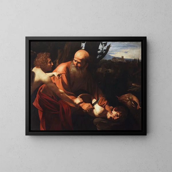 Ofiara Izaaka - Caravaggio — oprawiony obraz na ścianie