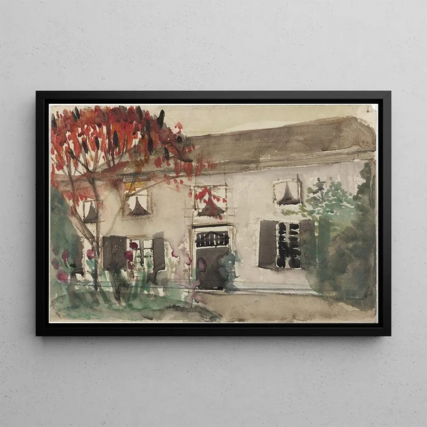 Carel Adolph Lion Cachet - Huis met voortuin en rode boom.webp