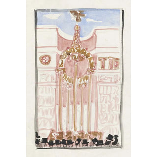 Carel Adolph Lion Cachet - Menigte staande voor versierde gevel of monument.webp