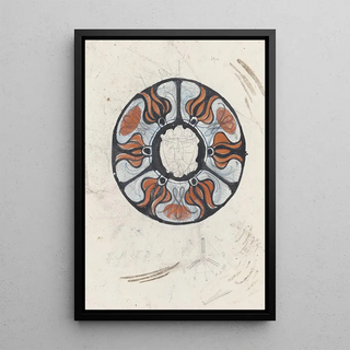 Carel Adolph Lion Cachet - Ontwerp voor een gedenkbord met W en een wapenschild.webp
