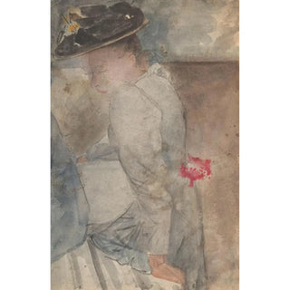 Carel Adolph Lion Cachet - Zittende vrouw met platte hoed steunend op haar linkerhand.webp