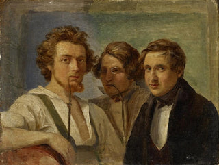 Carl Engel - SelfPortrait with Friends Painter of sea pieces Weiss and Joseph Fay.webp