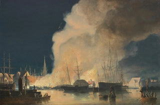 Carl Frederik Srensen - Natlig brand p Christianshavnersiden af Kbenhavns Havn.webp