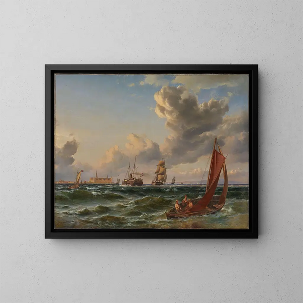 Parti de la mer de Øresund avec Kronborg - Carl Frederik Sørensen — oprawiony obraz na ścianie