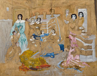 Carl Fredrik Hill - Figures on Golden Ground Composition from His Illness.webp