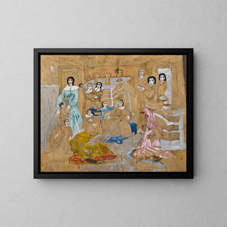 Carl Fredrik Hill - Figures on Golden Ground Composition from His Illness.webp