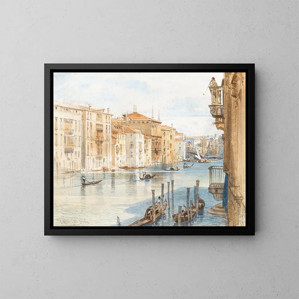 Wielki Kanał i most Rialto - Carl Friedrich Heinrich Werner — oprawiony obraz na ścianie