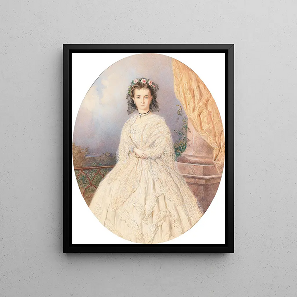 Carl Goebel the younger - A portrait of a bride with roses in the hair standing on a balcony.webp