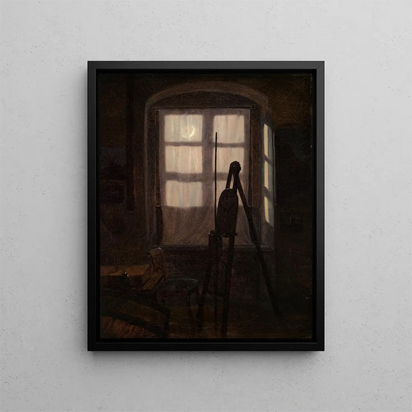 Atelier du peintre au clair de lune - Carl Gustav Carus — oprawiony obraz na ścianie