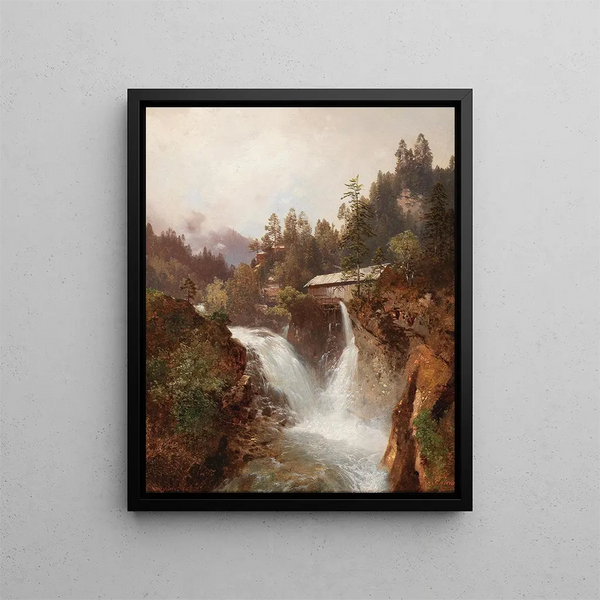 Cascade - Carl Hasch — oprawiony obraz na ścianie