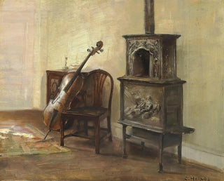 wnętrza z wiolonczelą - Carl Holse — widok dzieła