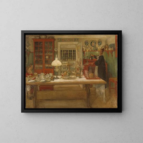Przygotowania do meczu - Carl Larsson — oprawiony obraz na ścianie