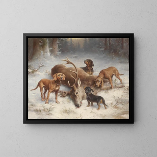 Carl Reichert - Schweihunde mit erlegtem Hirsch.webp