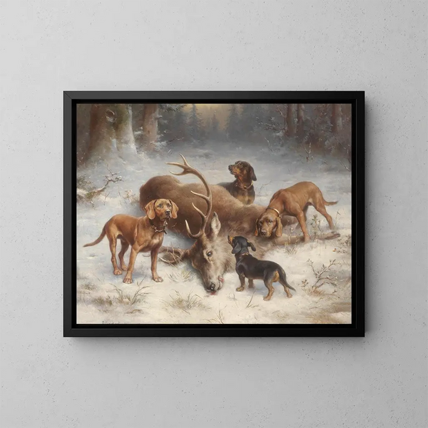Carl Reichert - Schweihunde mit erlegtem Hirsch.webp