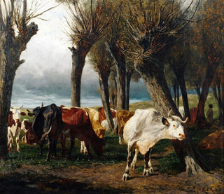 Bétail sous des saules pleureurs - Carl Rudolf Huber — widok dzieła