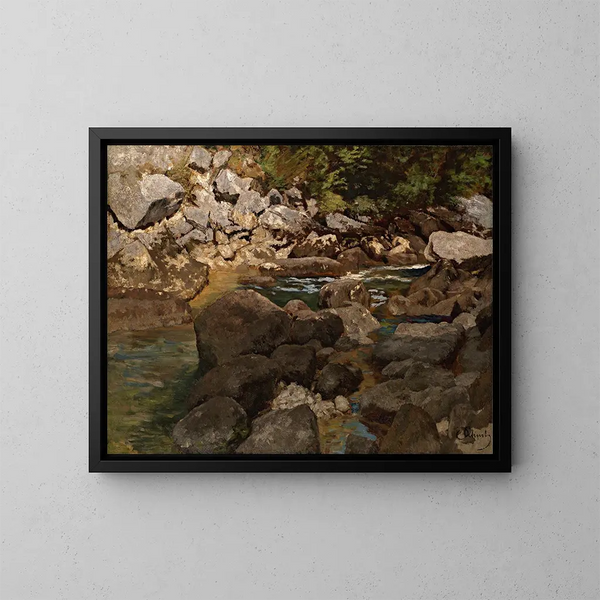 Ruisseau de montagne avec des rochers - Carl Schuch — oprawiony obraz na ścianie
