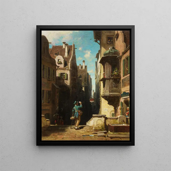 Le facteur - Carl Spitzweg — oprawiony obraz na ścianie