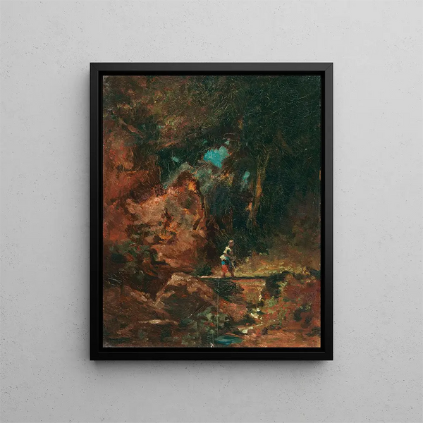 La laitière sur le pont de la forêt - Carl Spitzweg — oprawiony obraz na ścianie