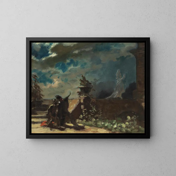 Hamlet i ducha jego ojca - Carl Spitzweg — oprawiony obraz na ścianie