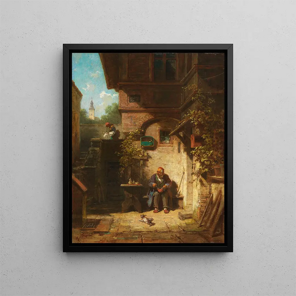 Czekając na gazetę - Carl Spitzweg — oprawiony obraz na ścianie
