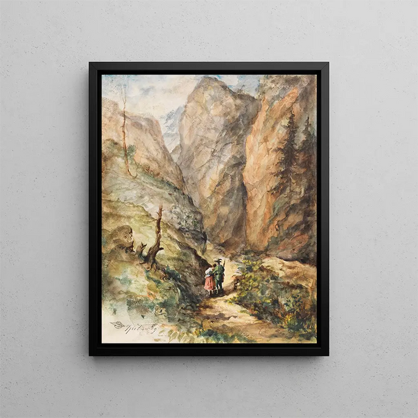 Myśliwi i dziewczęta - Carl Spitzweg — oprawiony obraz na ścianie