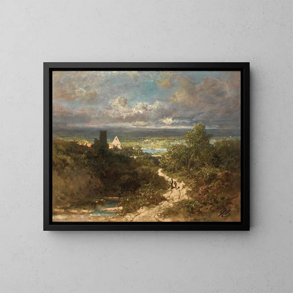 pejzaż z rzeką - Carl Spitzweg — oprawiony obraz na ścianie