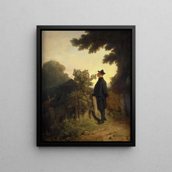 L'amant de roses - Carl Spitzweg — oprawiony obraz na ścianie