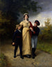 Królowa Louise z synami w parku Luisenwahl - Carl Steffeck — widok dzieła