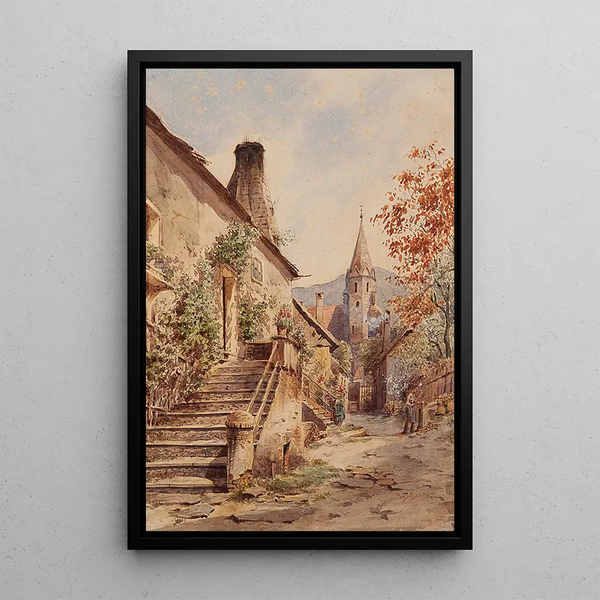 Letni dzień w Schwallenbach w Wachau - Carl Wenzel Zajicek — oprawiony obraz na ścianie