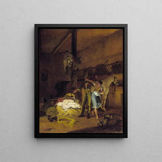 Carl Wilhelm Freiherr von Heideck - A Chevauxleger fiddles with a maid.webp