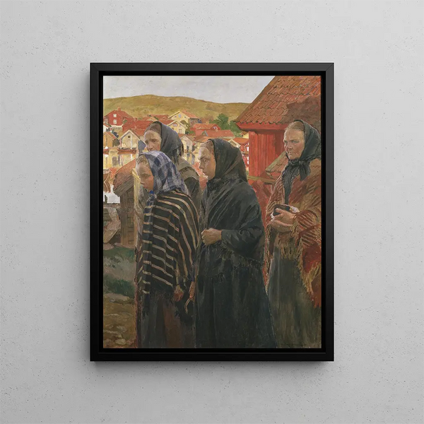 Kobiety rybackie wracają z kościoła - Carl Wilhelmson — oprawiony obraz na ścianie