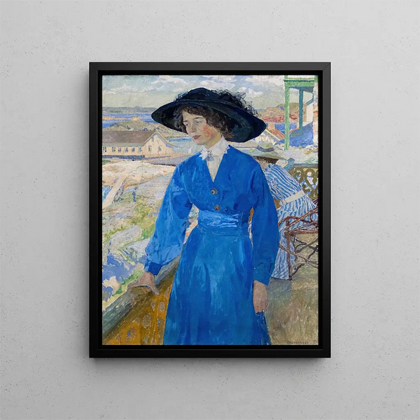Dziewczyna w niebieskim - Carl Wilhelmson — oprawiony obraz na ścianie