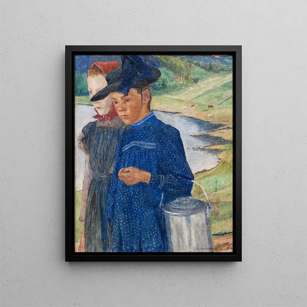 Dwie dziewczyny na drodze - Carl Wilhelmson — oprawiony obraz na ścianie