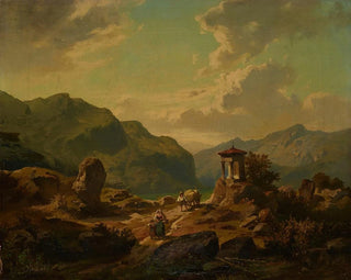 pejzażu górskiego z jeziorem - Carlo Brioschi — widok dzieła