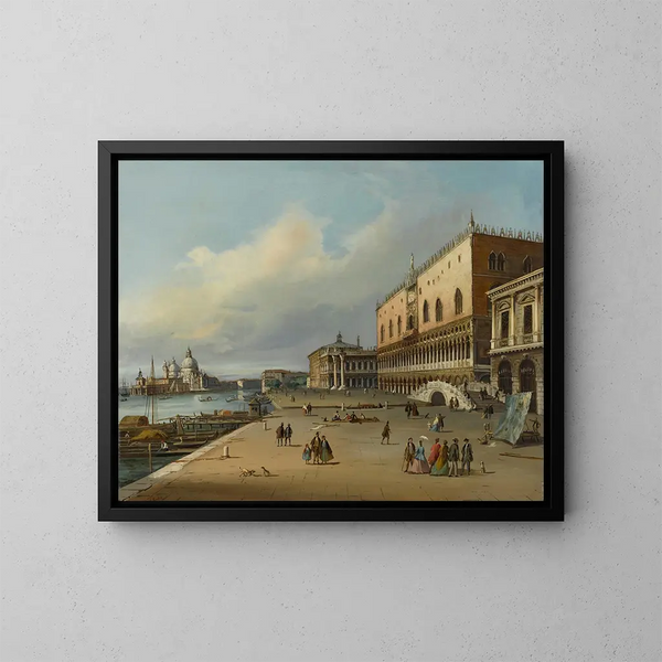 Wenecji, widok na Riva degli Schiavoni w kierunku Dogany i Santa Maria della Salute - Carlo Grubacs — oprawiony obraz na ścianie