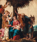 Le Repos pendant la fuite en Égypte avec un diacre et trois anges - Carlo Saraceni — widok dzieła