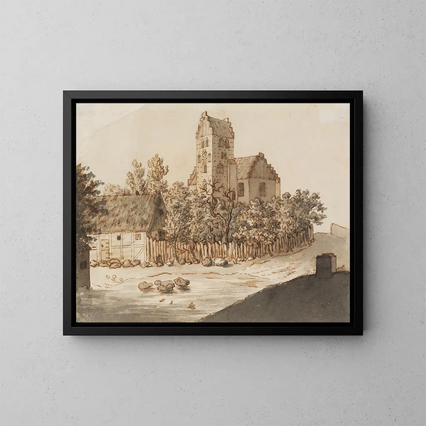 Kościół w Lyngby - Caspar David Friedrich — oprawiony obraz na ścianie