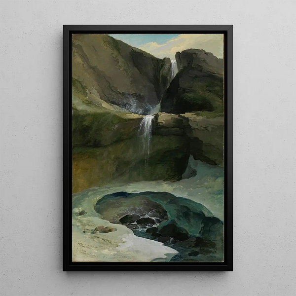 Reprodukcja obrazu Les chutes de Geltenbach dans la vallée de Lauenen avec un pont de glace - Caspar Wolf