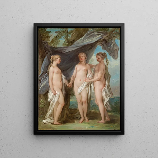 Trzy Gracje - Charles André van Loo — oprawiony obraz na ścianie