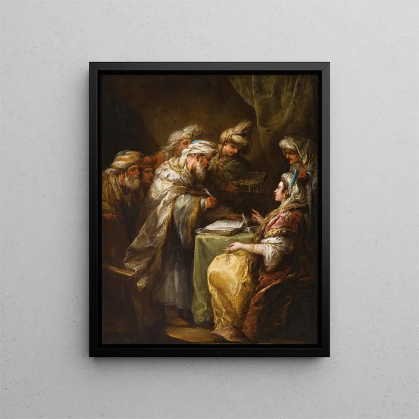 Umowa małżeńska - Charles André van Loo — oprawiony obraz na ścianie