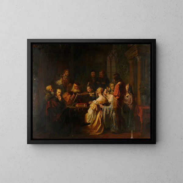 La lecture de la Bible - Charles-Auguste Herb — oprawiony obraz na ścianie