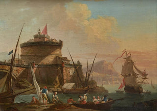 CharlesFranois Grenier De Lacroix - Harbor Scene at Sunset.webp