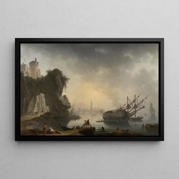 CharlesFranois Grenier De Lacroix - Sdliche Kstenlandschaft am Morgen.webp