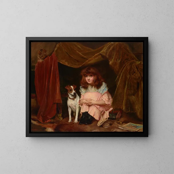 Drewniana chatka - Charles Burton Barber — oprawiony obraz na ścianie