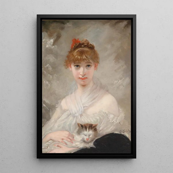 Charles Chaplin - Mdchen mit weiem Tuch und Katze.webp